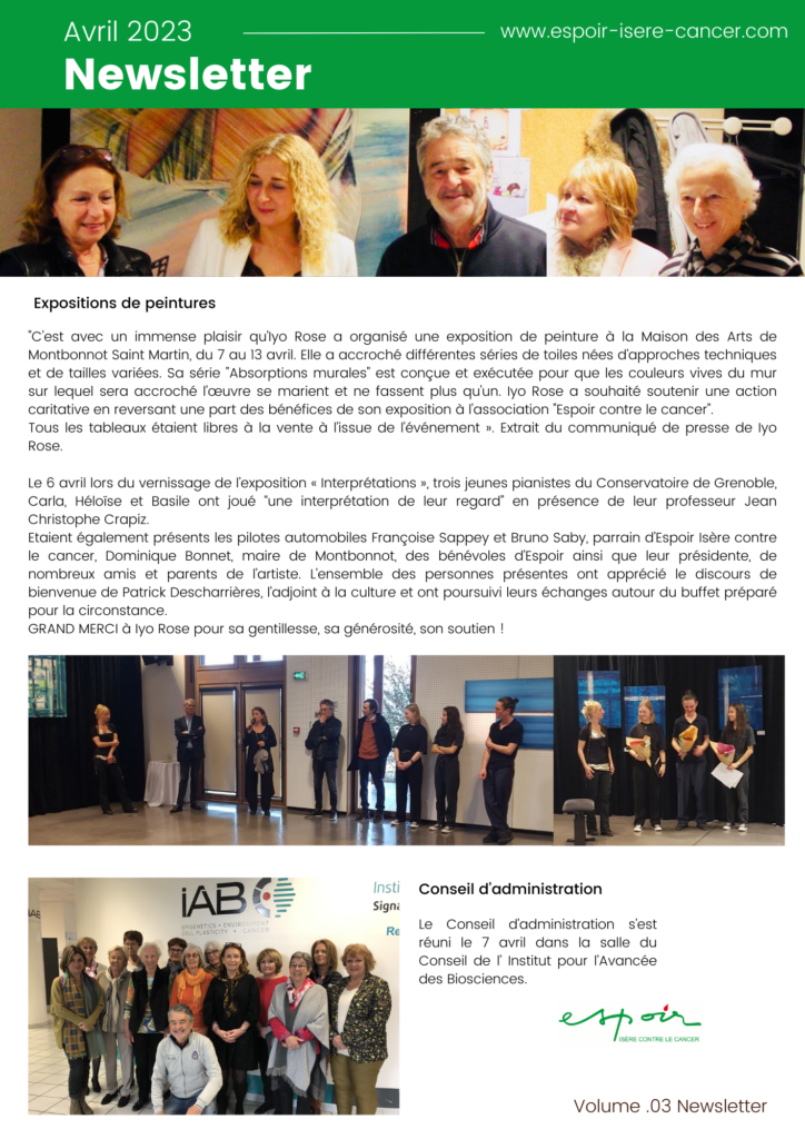 Newsletter Avril 2023 Espoir Isère