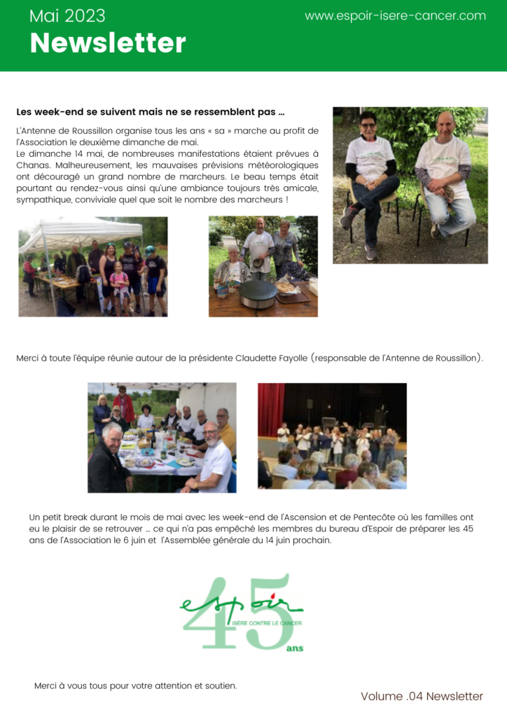 Newsletter Mai 2023 Espoir Isère