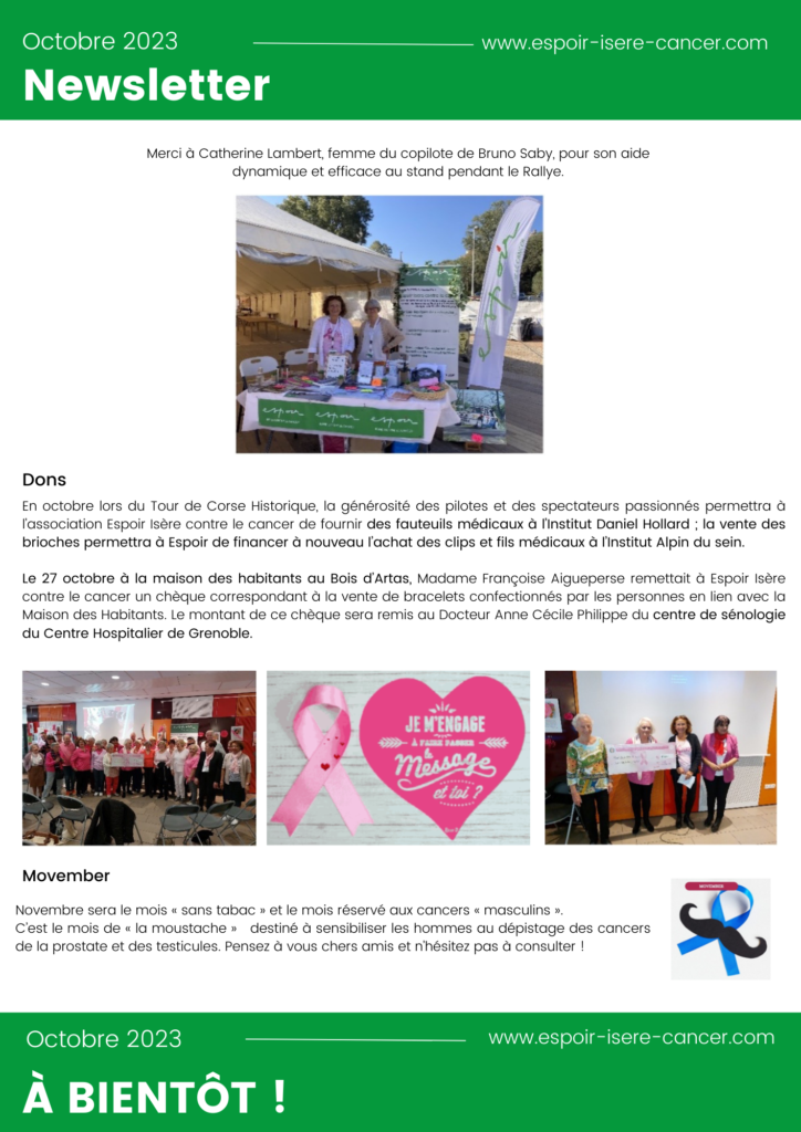 NEWSLETTER OCTOBRE 